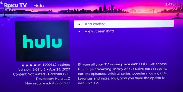 add hulu roku