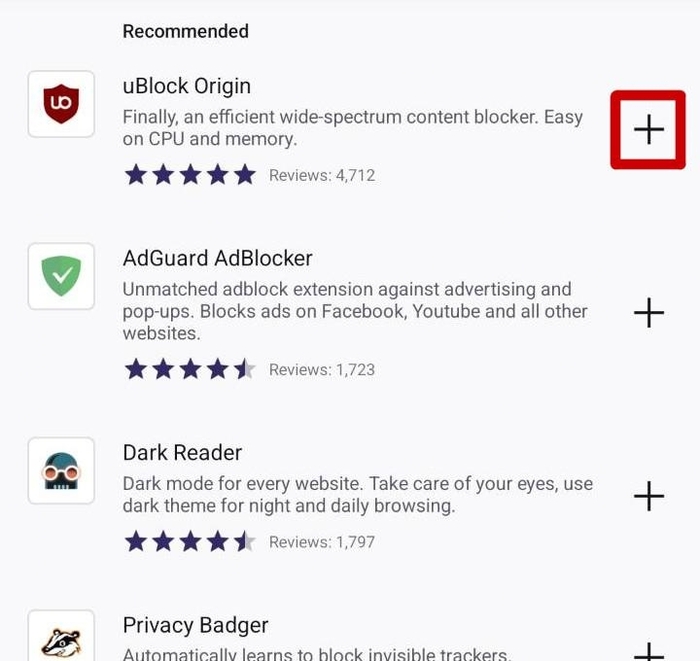 Add uBlock Origin in Firefox