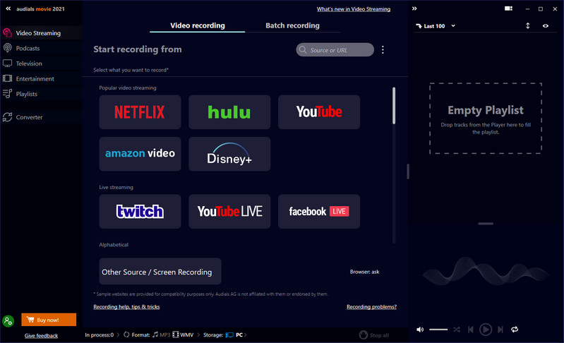 record netflix videos with audials