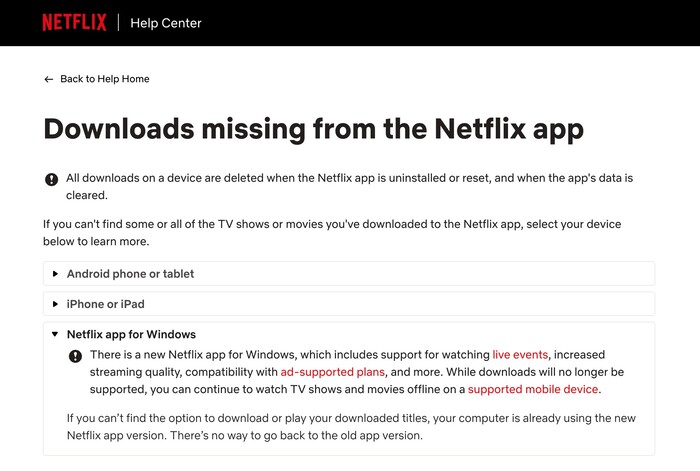 Netflix can't download movies on Windows