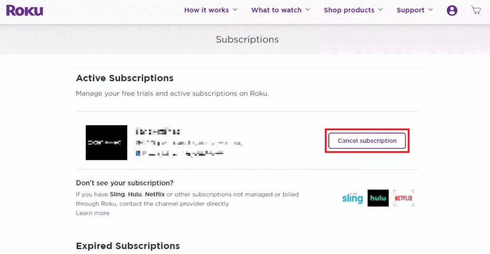 cancel hulu subscription on roku website