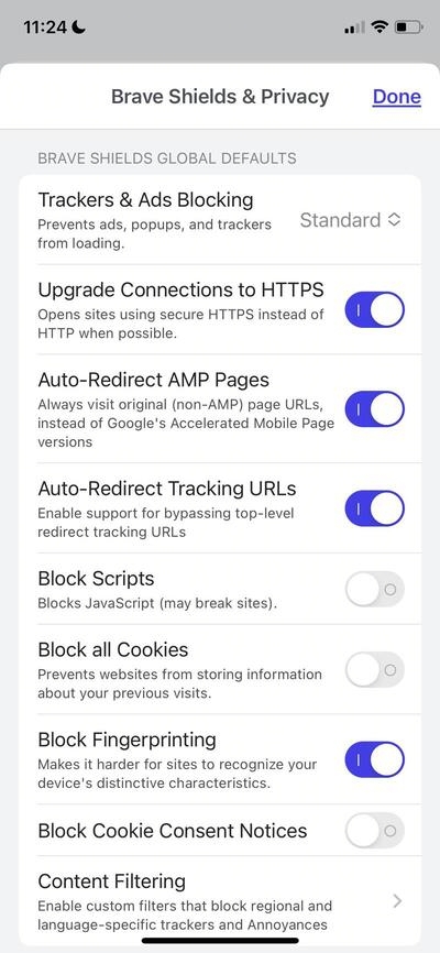 Enable ad blocking in Brave Shields