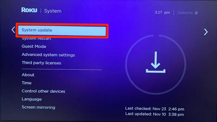 check roku update