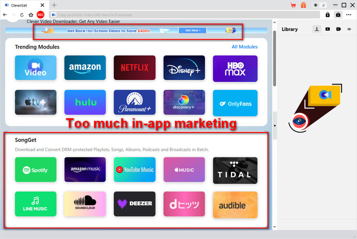 CleverGet in-app ads