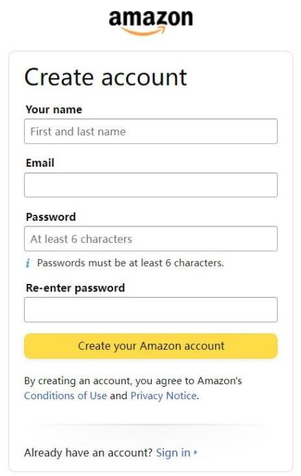 create amazon account