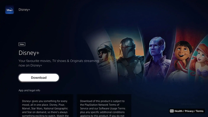 Download Disney Plus on PS5