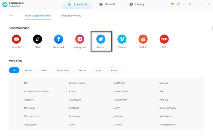 Twitter in VideoOne