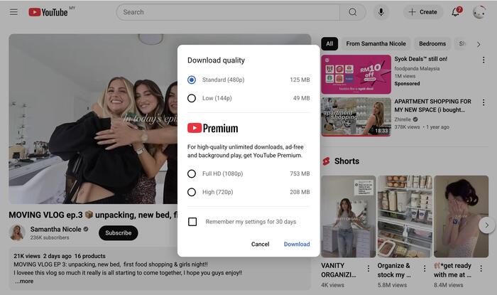 Download YouTube videos on mac with YouTube Premium