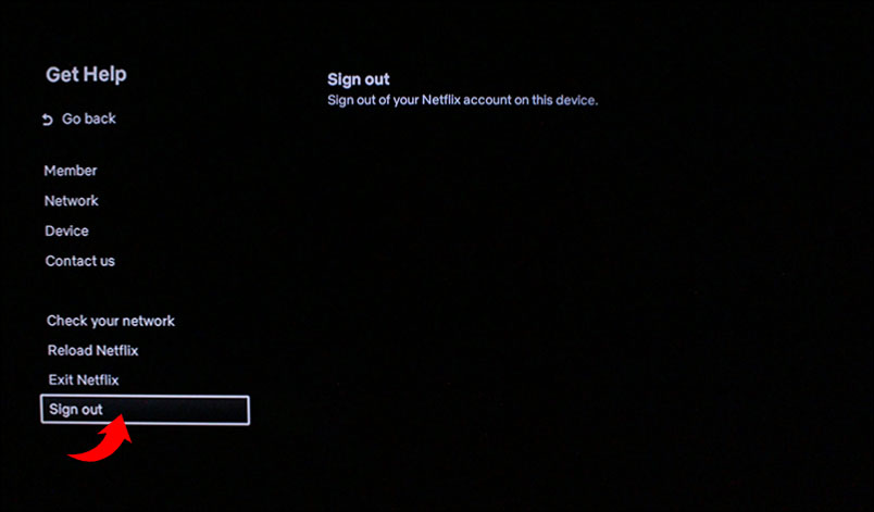 Get help section in Netflix app