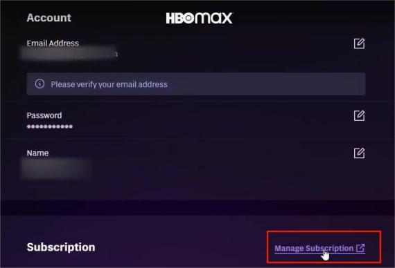 hbomax manage subcription
