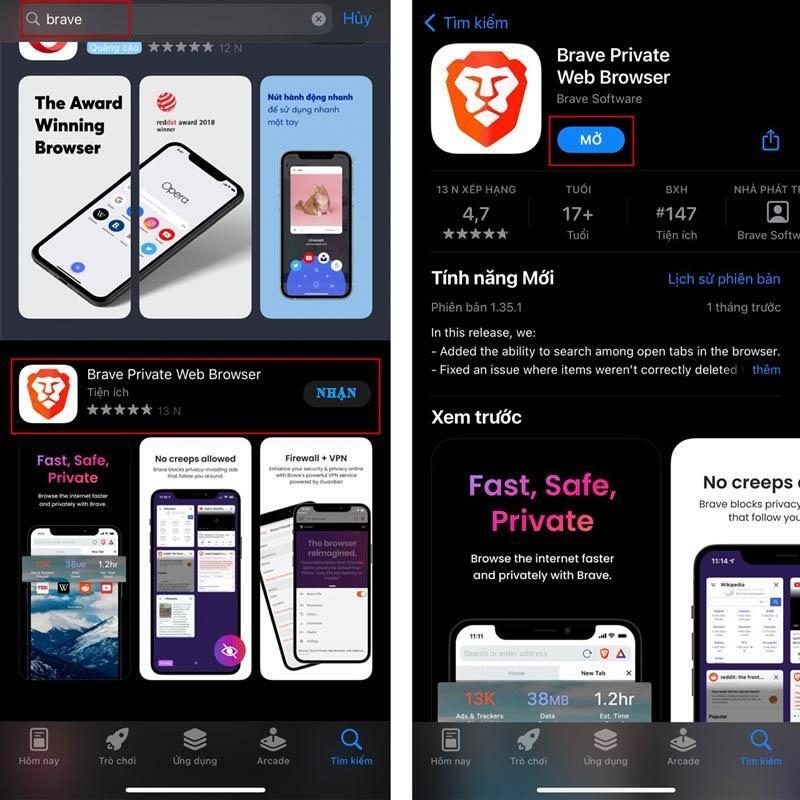 Install Brave Browser on mobile