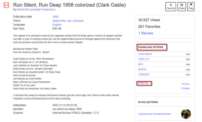 Domain Movies as MKV from Internet Archive