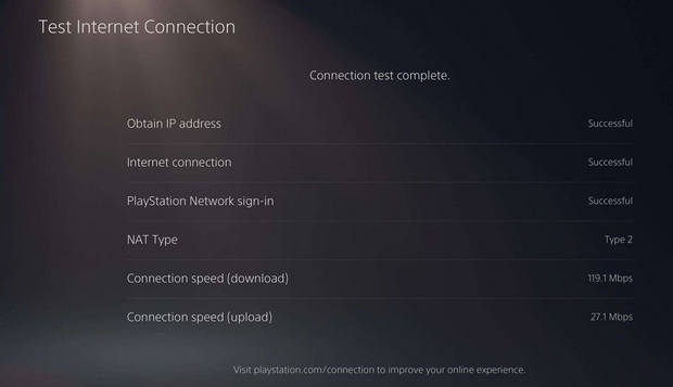 internet connection test playstation