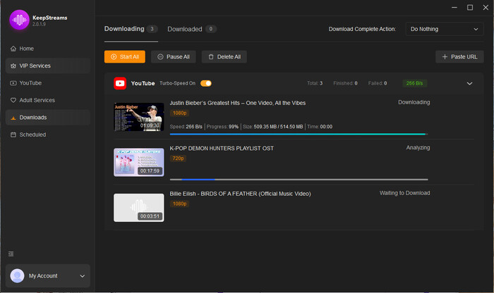 KeepStreams batch download