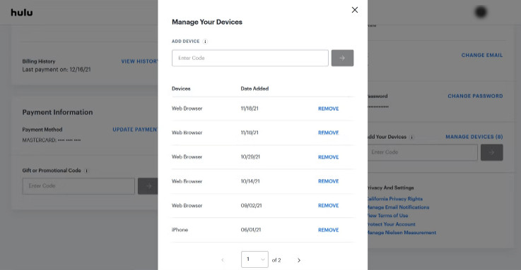 manage hulu devices