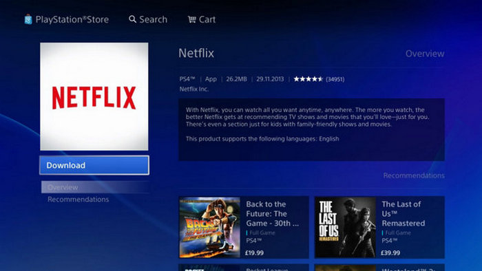 download netflix on ps4