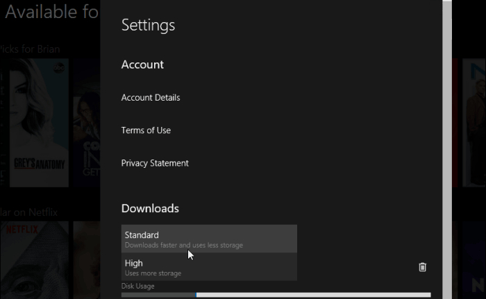 netflix download settings