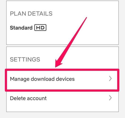 Manage download devices in netflix app