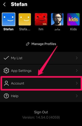 open profile in netflix app