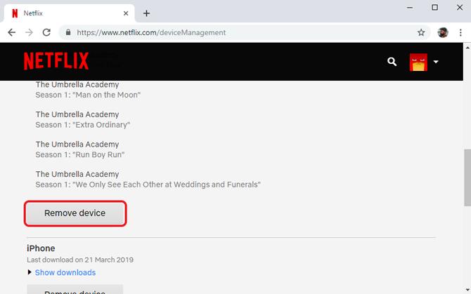 Remove download devices in netflix web