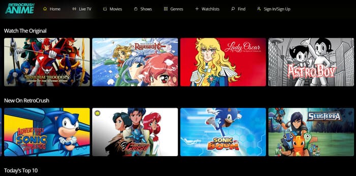 best free anime website: RetroCrush