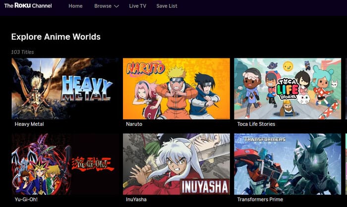 best free anime website: Roku Channel