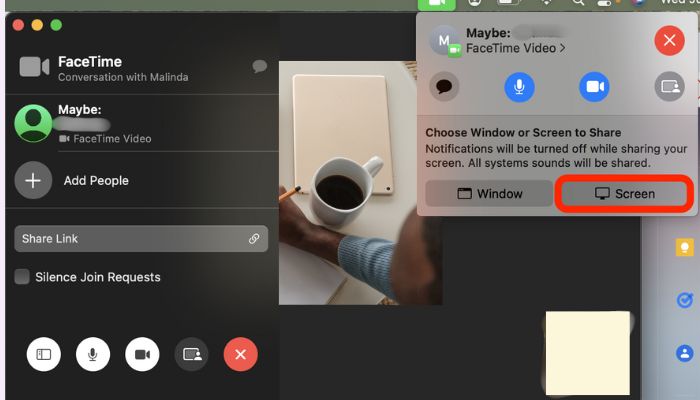 Screen share on FaceTime on Mac