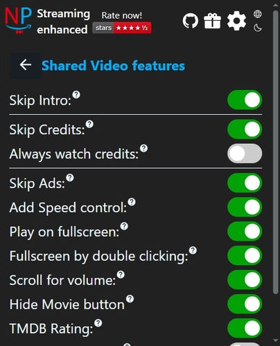 Streaming Enhanced settings