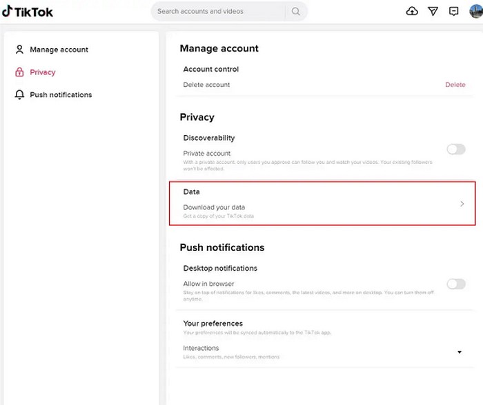 get tiktok data from pc