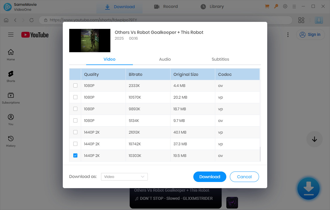 download YouTube Shorts