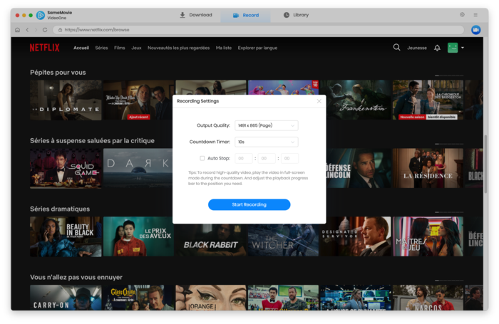 record netflix videos on mac with SameMovie